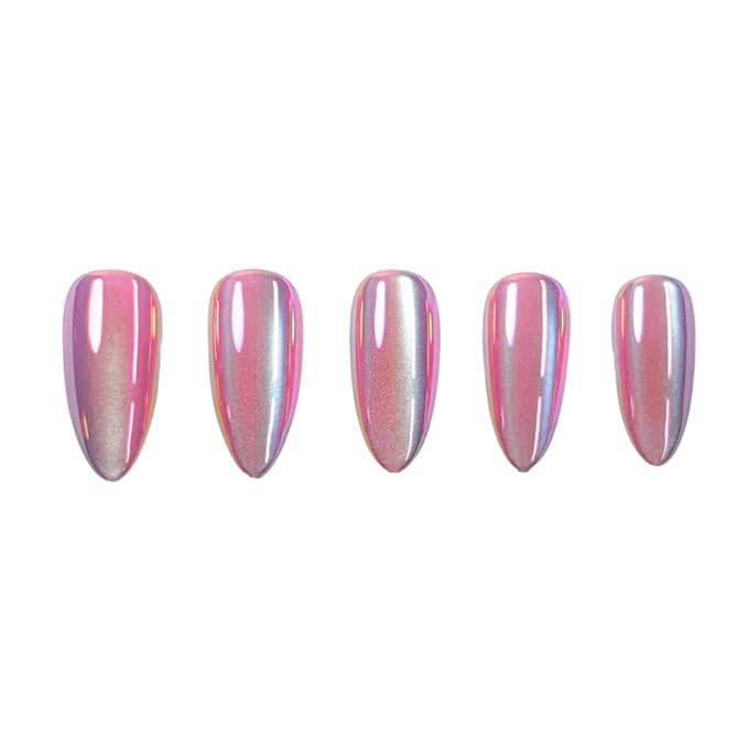 Maniology Press-On Nails Magnetic Angel | Medium Almond Shape Nail Tips – Fuchsia Pink Color Luminous Finish, Reusable, Durable & Easy Application, 30-Piece 15 Sizes False Nails Kit