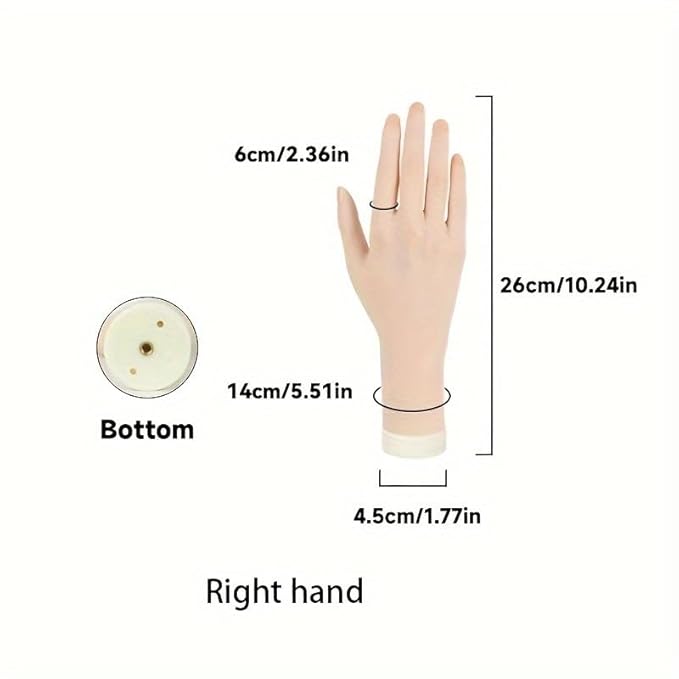 Practice Hand for Acrylic Nails Soft Touch Mannequin Hand for Nails, Flexible and Bendable Fake Hand for Nails for Nail Art Beginners (right)