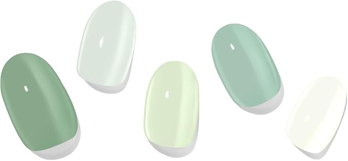 Semi-Cured Gel Nail Strips - 20 Salon-Quality Gel Sticker with UV Light Required, Long Lasting, Easy Application & Removal, Includes Prep Pad, Nail File, Wooden Stick (Green Mint)