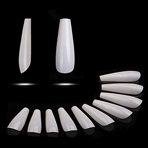 600pcs Long Coffin Fake Nails - Full Cover Natural Ballerina False Nail Acrylic Nail Tips with Case, Artificial Nails10 Sizes for Nail Salons and DIY Manicure