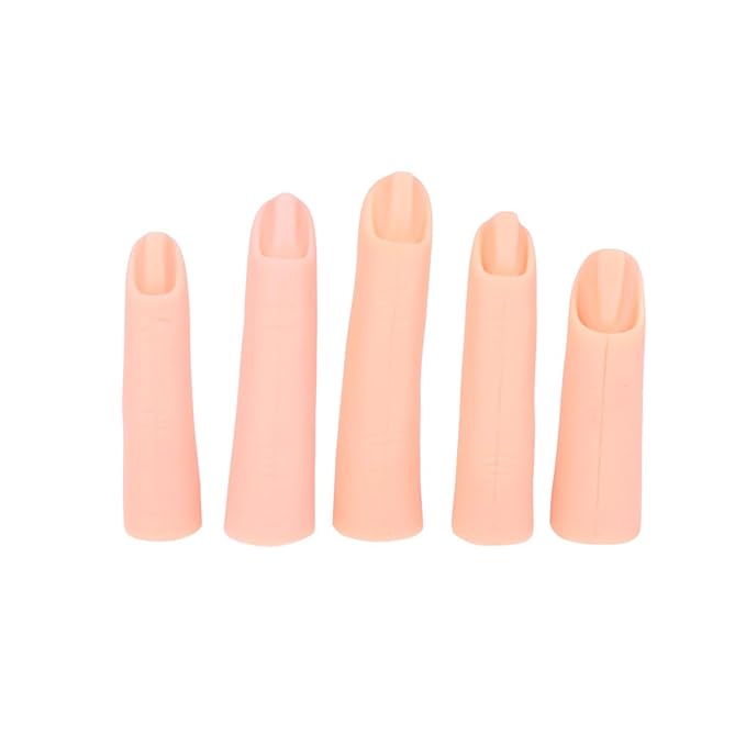 Nail Art Practice False Finger Model 5Pcs Manicure Training Tool Bendable Fake Fingers for Acrylic Nails Diy Nail Art Beginners and Salon Use