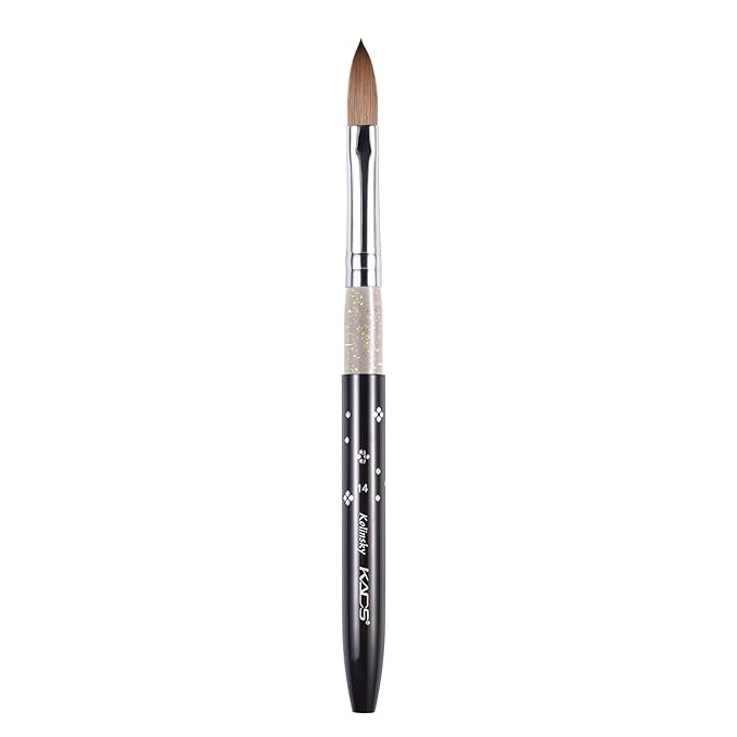 Size 14# Black 100% Kolinsky Sable Acrylic Nail Art Brushes UV Gel Nail Painting Pen Brushes (Szie 14)