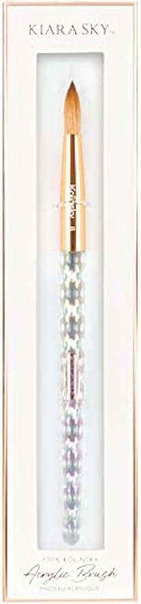 Kiara Sky Acrylic Brush #8 - Clear | 100% Pure Kolinsky | Crystal Cut Handle and Acetone Resistant