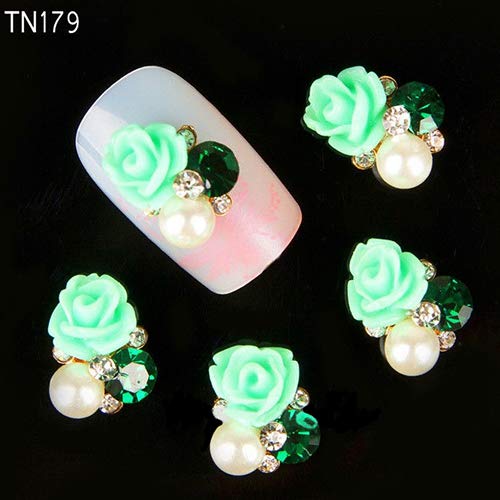 10 Pcs Nail Art Designs Stickers 3D Rhinestone Decals Decorations Rose Flower Tips Studs for Women Kids Girls TN178-Purple