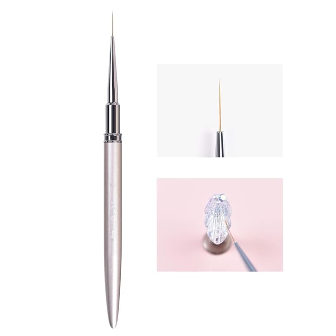 KADS Nail Art Liner Brushes Kolinsky Nail Art Brush Liner Brush UV Gel Polish Painting Nail Design Brush Metal Handle Nail Drawing Pens 8/15/20mm (15mm)