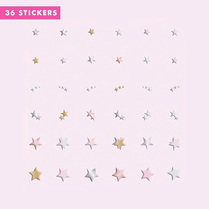 Olive & June Nail Art Stickers | Easy-to-Use Nail Designs | Hand-Screened, No-Fade Ink | Accent, Mix & Match, or Cover Chipped Polish | Shimmery Stars