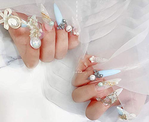 600pcs Stiletto Nail Tips Long Shape Clear Half Cover False Nail Art Tips ，DIY Nail Salon Art 10 Size with Bag