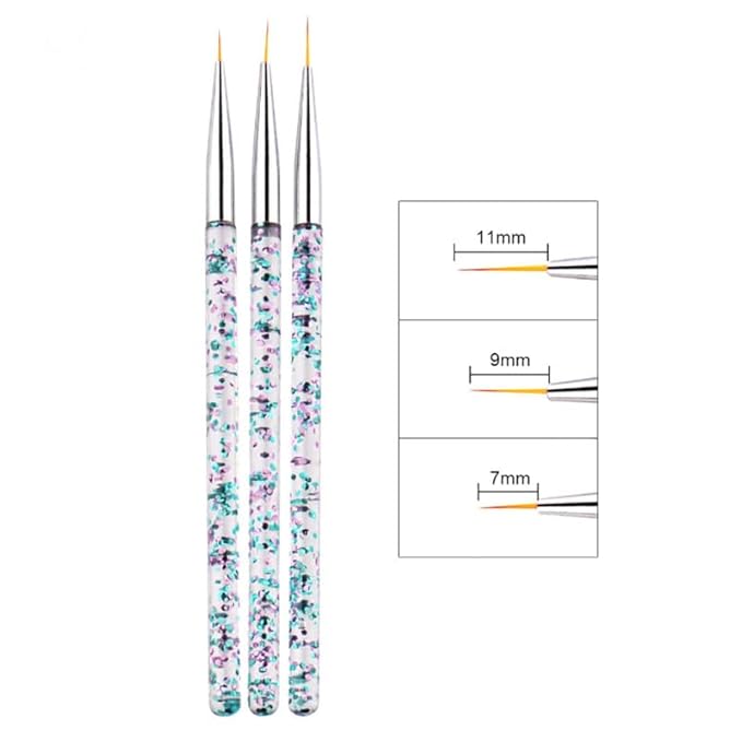 LWBTOSEE 5Pcs Acrylic Nail Drawing Pen Nail Art Dotting Pen Acrylic Drawing Liner Flower Brush Rhinestone Crystal UV Gel Painting Manicure Tool?Silver?