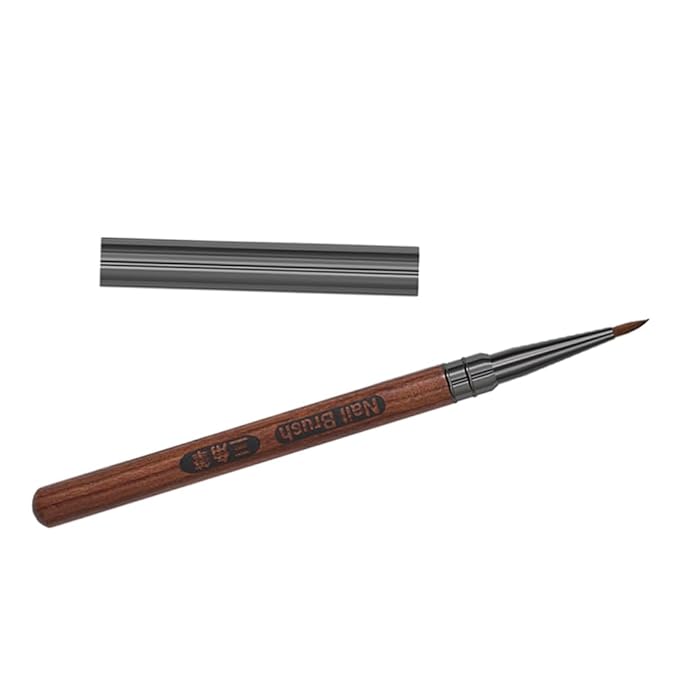 FRCOLOR Sandalwood Handle Manicure Pen with Cap Ergonomic Triangular Nail Art Brush for Precise Embossing and Painting Diy Nail Designs