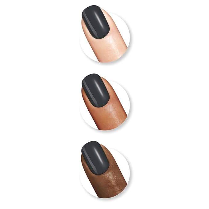 Sally Hansen Miracle Gel Salon Quality Nail Polish | Gel-Like Formula, Two-Step System, No UV Light Needed, Long Lasting | Opaque, Shiny | 809 Slate-R Girl | Dark Gray Nail Polish