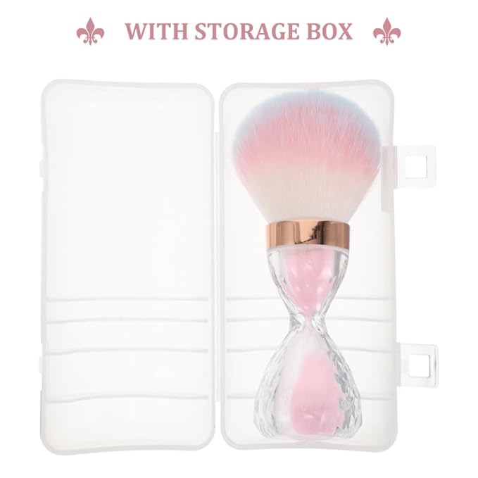 FRCOLOR 2Pcs Nail Dust Brush Acrylic Nail Art Dust Powder Brush Makeup Blush Brush Clean Up Tools Nail Art Brush Pink