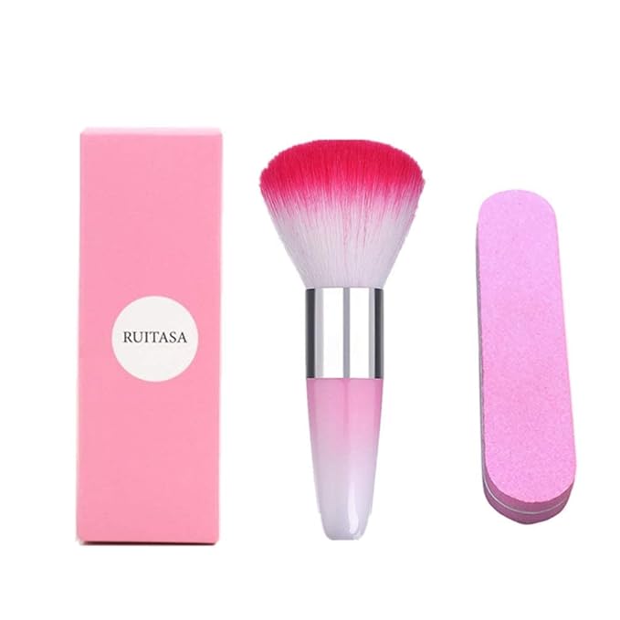 Soft Nail Art Dust Remover Powder Brush Cleaner For Acrylic & UV Nail Gel (pink)