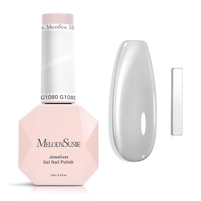 MelodySusie Jeweliver Cat Eye Gel Nail Polish, Bright Fine Silver Glitter Holographic Magnetic Nail Polish with Magnet, 0.5 Fl Oz, UV Nail Polish for Nail Art Manicure Salon DIY at Home G1080