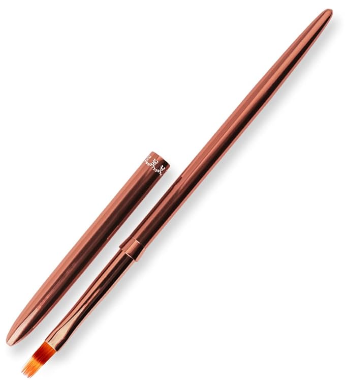 SILPECWEE 1Pc Kolinsky Nail Art Brushes, Ombre Nail Brush Rose Gold Acrylic Nail Design Tool Gradient Color Painting Pen Professional Manicure Brushes Nail Art Tools