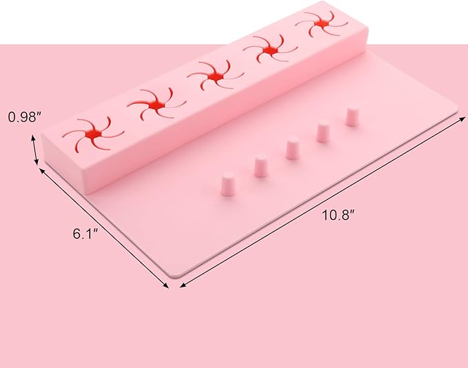 Beautyflier Soft Silicone Nail Stand Hand Rest for Nails, Nail Polish Organizer Holder, Manicure Supplies with Multi Angle & Polish Trays, Foot Station Supply for Salon Home DIY (Pink)