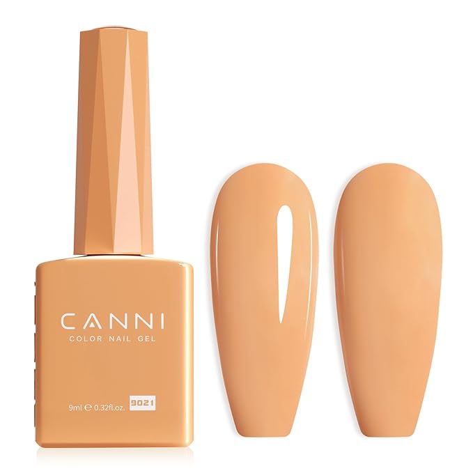 CANNI Creamy Orange Gel Nail Polish, 1Pcs Nude Gel Polish Pastel Orange Summer Color High Gloss Soak Off U V Nail Manicure Salon DIY
