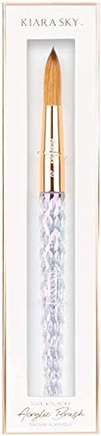 Kiara Sky Acrylic Brush #20 - Clear | 100% Pure Kolinsky | Crystal Cut Handle and Acetone Resistant