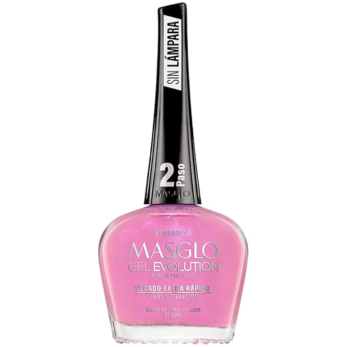 MASGLO GEL EVOLUTION Nail Polish Gel Effect, No UV/Led Lamp Required, Duration up to 12 day, 1 peice color Gel sin necesidad de lampara UV/Led, hasta 12 dias de duracion (BONDADOSA)