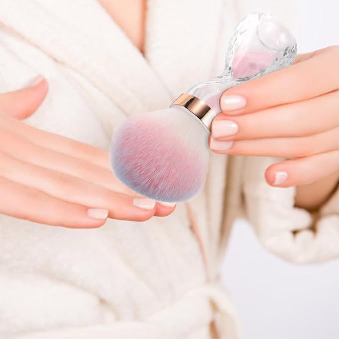 FRCOLOR 2Pcs Nail Dust Brush Acrylic Nail Art Dust Powder Brush Makeup Blush Brush Clean Up Tools Nail Art Brush Pink