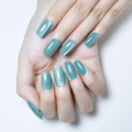 Cat Eye Light Cyan Press On Nails Medium Long Length Square, Designer Reusable Acrylic Fake Nail with Glue, Glossy Gel Nails Wedding Party, Stick On Glue On Nail, Nails Press Ons for Women