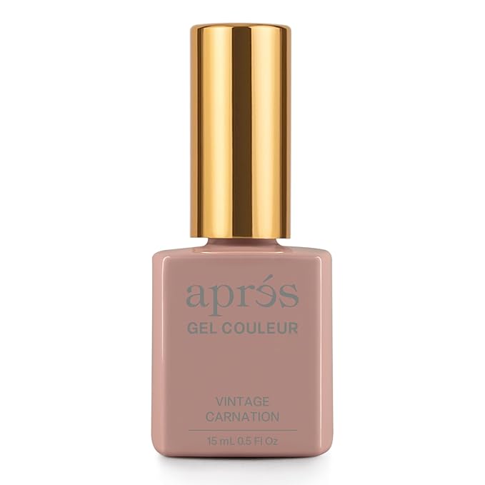APRÉS Gel Couleur Trio Set - Gel Color, Base Coat, Non-Wipe Top Coat (15ml), Nail Polish Bundle (Vintage Carnation)