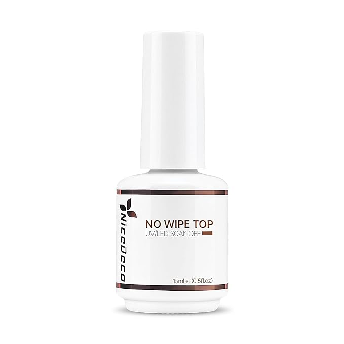 Nicedeco Hema Free Gel Nail Polish Top Coat Cruelty Free Vegan 15ml No Wipe Top Coat High Gloss Shiny Long Lasting Home DIY Professional Manicure