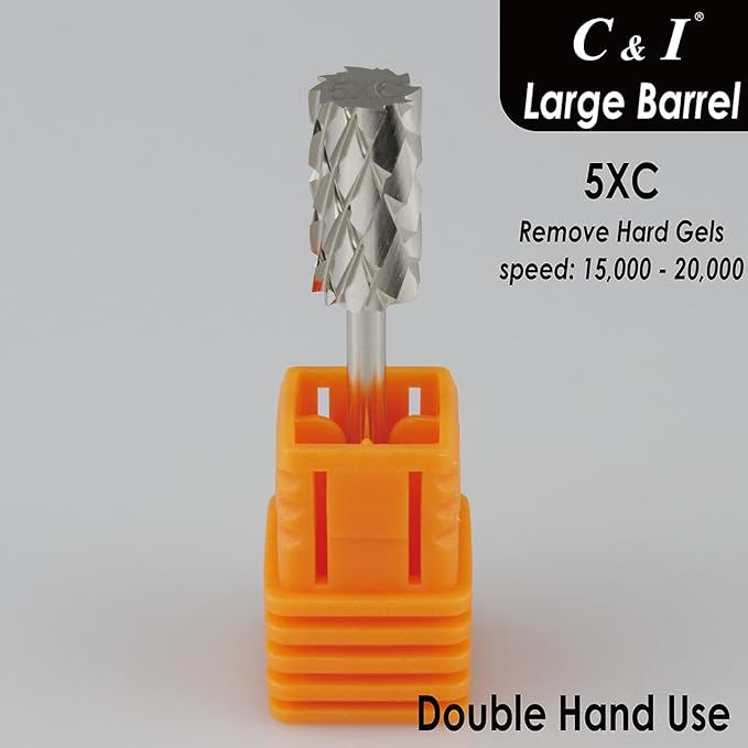 C & I Large Barrel Nail Drill Bits, Professional Electric File for Manicure Drill Machine, Nail Gels Remove, 3/32” (Super Coarse -5XC)