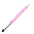 French Manicure Brush, Esclane 2 Way French Nail Brush with Dotting Tool for Manicure Cuticle Clean Up Nail Art Design, French Tip Brush(Pink, #12)