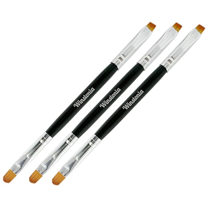 Winstonia Nail Art Brushes Set. Clean Up Brush Double Ended Tools Manicure Cuticle Cleaning Brush Nail Bed Professional Salon Result and Home Use.