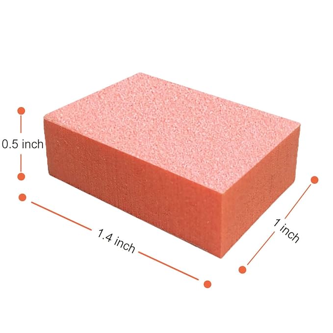 MARYTON Nail Buffer Mini Block Files, 80/100 Grit for Acrylic Nails, 130 Count (Orange)