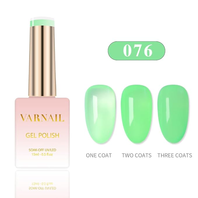 VARNAIL Jelly Land Jelly Gel Nail Polish Kit 6 Colors 15 ml, Translucent Colorful Sheer Gel Polish, Salon Quality Soak off UV Light Gel Nail Polish Set