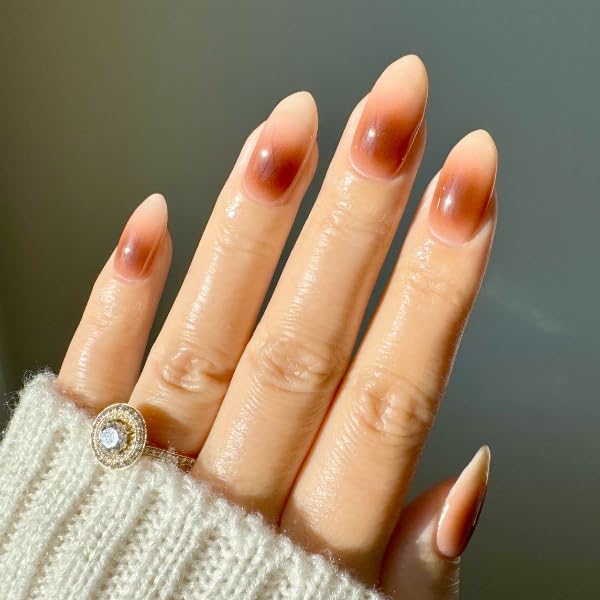 Semi Cured Gel Polish Strips | 24pc UV LED Required Wraps | Gift Peel and Stick Nails | Coquette DIY Home Manicure | Press On Alternative (Chocolate Bar)