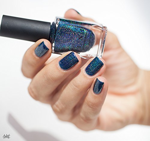 ILNP After Midnight - Prussian Blue Holographic Nail Polish with Gold Accents, Chip Resistant Manicure, Non-Toxic Nail Lacquer, Vegan, Cruelty Free, 12ml