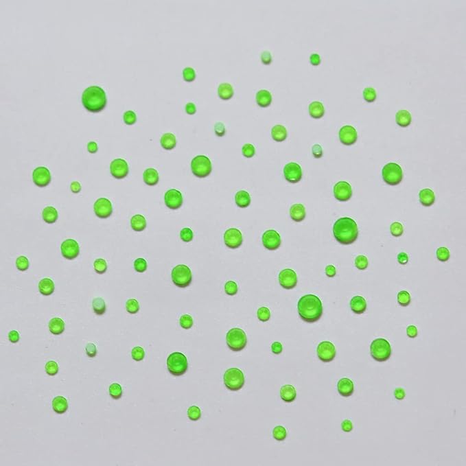 820pcs Neon Green Flatback Crystals Glass Mix Designs Nail Rhinestones Bulk Round Beads Stones Assortment Gems and Charms for Nail Decoration Accessory