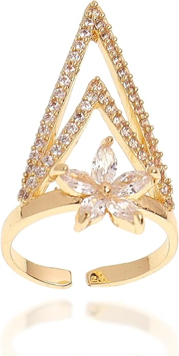 Jean Beau Finger Nail Ring for Women Teen Art Rhinestones Finger Tip Rings Gold Metal Nail Decoration Nail Protect Fashion Jewelry Gift