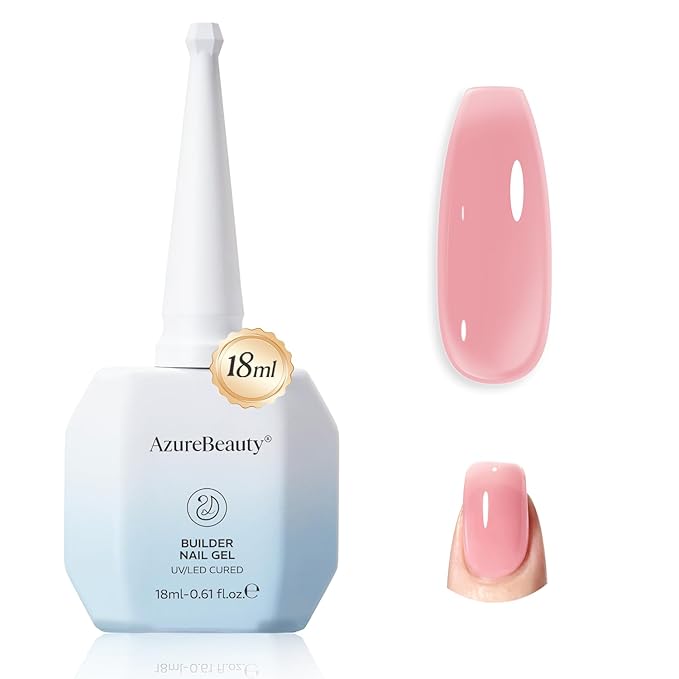 AZUREBEAUTY Builder Nail Gel, 18ml 7-in-1 Jelly Peach, Beginner Friendly, 30-Day Nail Strengthener Extension Glue, For Home Salon DIY & Gifts