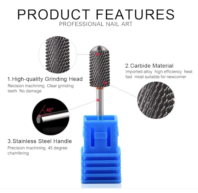 3 pcs Round Head Alloy Nail Drill Bits Manicure Drilling with 1 pcs Nail Drill Bit Storage Box For Electric Nail Drill Manicure Machine Nail Gel Polish Removal Nail Accessories Tool (Set)