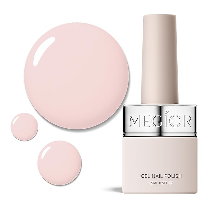MEGIOR Ballet Slippers Gel Nail Polish 0.5 Fl Oz Light Pink Soak Off UV LED Lamp Light Cure Gel Polish Kit for Salon and Nail Art Starter Manicure DIY at Home