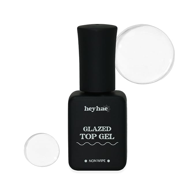 heyhae Glazed Top Gel for Semi-Cured Gel Nail Strip | Non Wipe High Gloss Gel Top Coat (0.23 fl.oz)