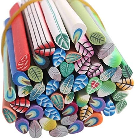 RD-01356 Decor Rhinestone 50PC 3D Mixed Color Nail Art Tools Canes Stick Rods Polymer Clay Nail Stickers Decora Decoration - (Type: Feather)