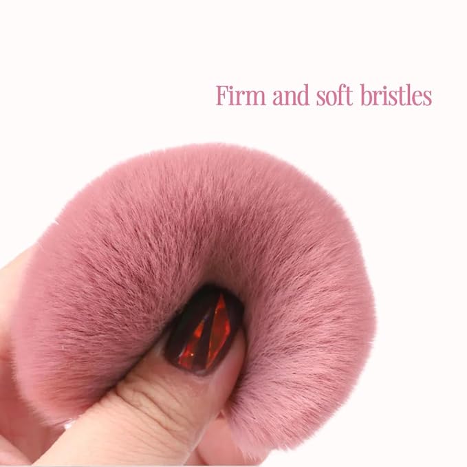 Bledo Acrylic Nail Cleaning Brush, Kabuki Brush for Removing Dust, Soft Bristles, Pink Design