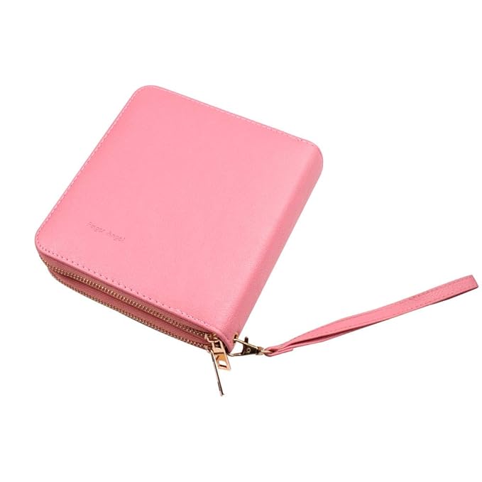 Finger Angel Nail Art Stamping Plate Organizer - Double Zipper Cases with 192 Slots - Pink Color Nail Template Collection