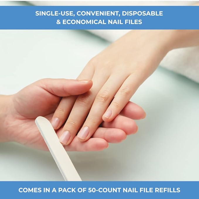 ForPro Professional Collection O-Files Replaceable File System, 180 Grit, Manicure Nail File Refills, 3.9” L x .6“ W, White, 50-Count