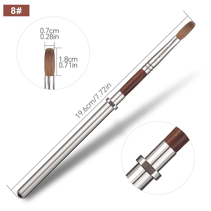 KADS Acrylic Nail Brush with Penholder Nail Brush for Acrylic Application-Oval Shaped Powder Nail Design Tools for Professional Manicure DIY Home Salon (2#+8#+14#)