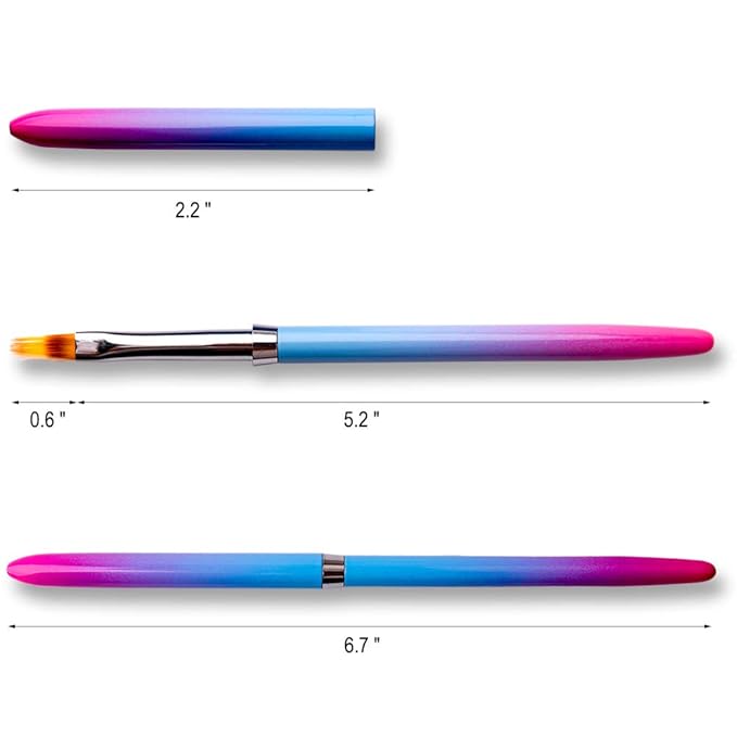 SILPECWEE 1Pc Acrylic Nail Ombre Brush Kolinsky Gradient Design Handle UV Gel Polish Nail Art Painting Lace Pen Manicure Salon Tools