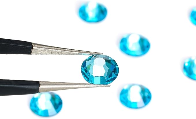 2880pcs Flat Back Rhinestones Glitter Round Crystal Gems Glass Rhinestones for Crafts Nail Art Clothes Shoes DIY Decorations, Aquamarine, SS6, 1.9-2.1mm