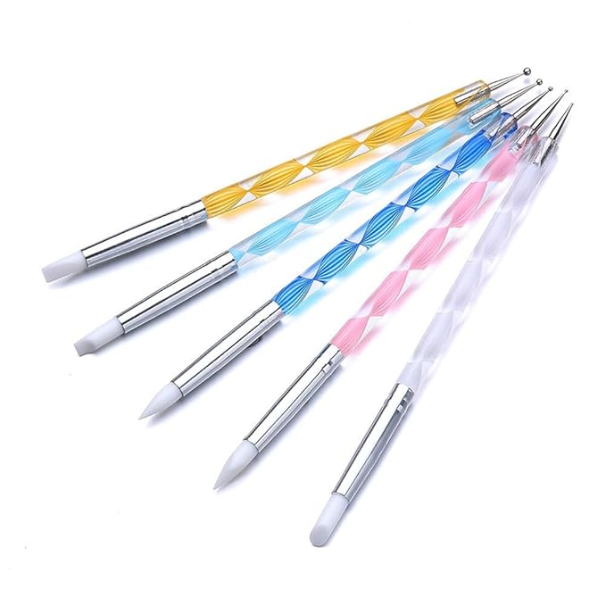 21 Pcs Nail Art Brushes & Tools Set, Pink: Resin Palette, Mixed Color, 2 Way Acrylic, Silicone Carving Pen, Dotting Pen, Manicure Kit, DIY Makeup Display Board