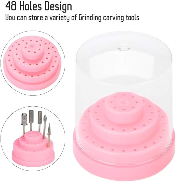 Nail Drill Bits Holder, Stand Displayer Organizer Container 48 Holes Manicure Tools (Not Inlcude Drill Bits)()