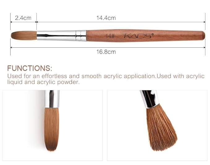 Nail Brush Kolinsky Sable Acrylic Nail Art Brush Professional Red Wooden Nail Brush (14#)
