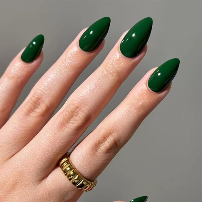 6 Packs (144 Pcs) Press on Nails Medium Almond Fake Nails Solid Color False Nails with Designs French Tip Glossy Glue on Nails Full Cover Acrylic Artificial Stick on Nail for Women Girls Manicure